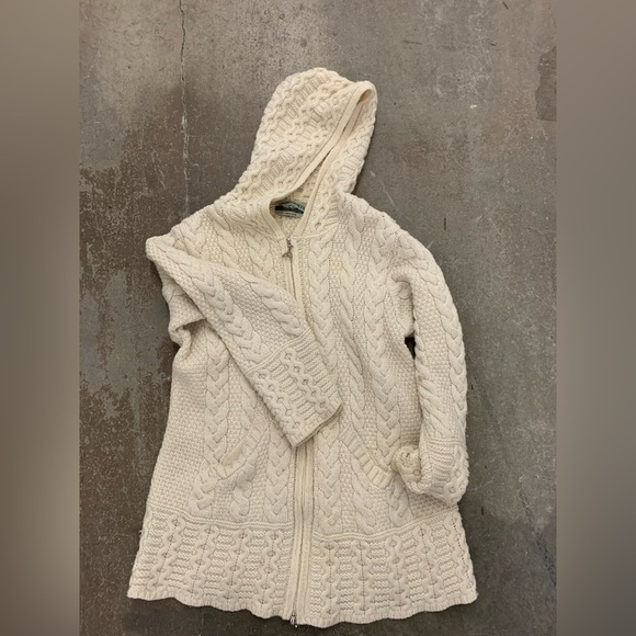 Vintage aran crafts cable knit chunky fishermen cream sweater merino wool - Picture 1 of 4